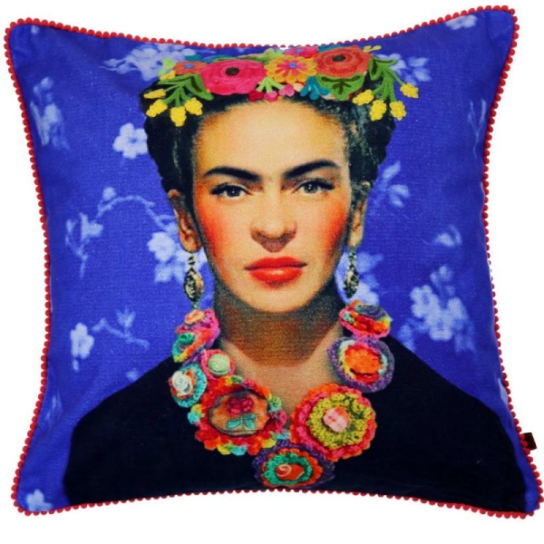 Μαξιλάρι Frida Μπλε 45x45εκ. Κεντημένο βαμβακερό